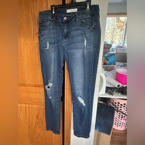 KanCan Women's Dark Blue Distressed Skinny Jeans